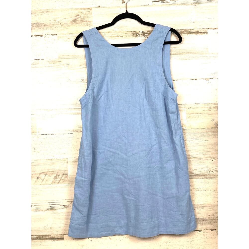 Free People Womens M Blue Cotton Linen Blend Low Back Casual Mini Dress NEW